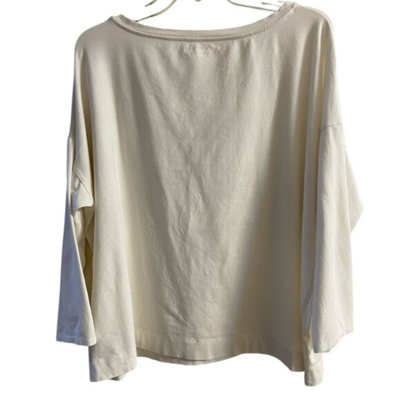 Eileen Fisher crewneck off white top organic cotton casual 2X - Picture 2 of 6